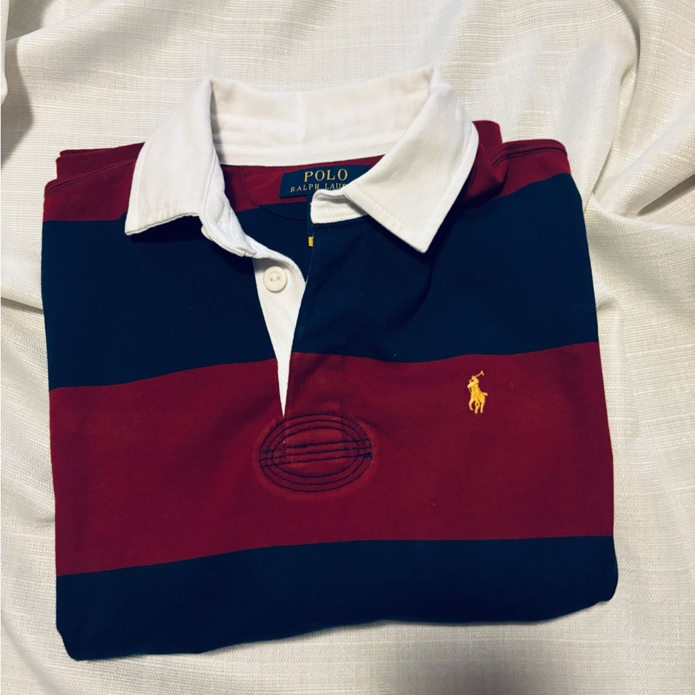 Ralph Lauren Wine and Navy Rugby Shirt